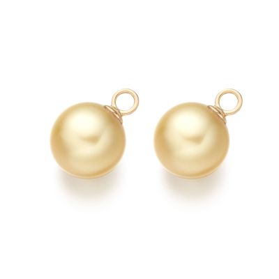 Golden South Sea Pearls for Yellow Gold Diamond Leverbacks-SELPYG0283-1