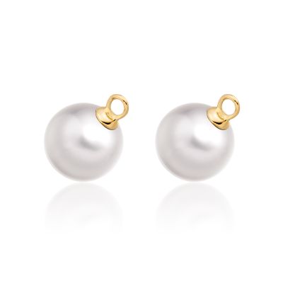 Pair of White South Sea Pearls for Yellow Gold Leverback Earrings