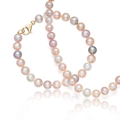 Multi-coloured Freshwater Pearl Necklace and Bracelet Set-SETSFM0159-1