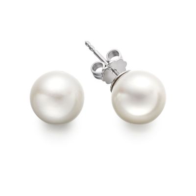 White South Sea Pearl Stud Earrings in White Gold-SEVARWG0833-1