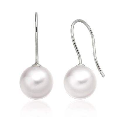 White South Sea Pearl Hook Earrings in White Gold-SEWRWG1023