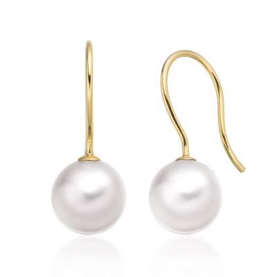 White South Sea Pearl Hook Earrings in White Gold-SEWRYG1319