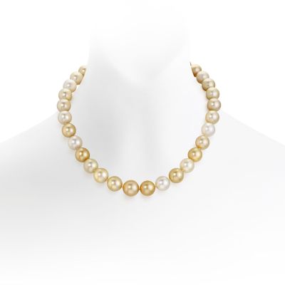 Multi-coloured Gold South Sea Pearl Necklace with Pave Diamonds-SNGRYG0004-1