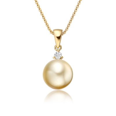 Golden South Sea Pearl and Diamond Pendant-SPGRYG0176-1