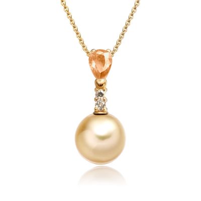 Golden Pearl and Champagne Drop Pendant in Yellow Gold-SPVARYG1395-1