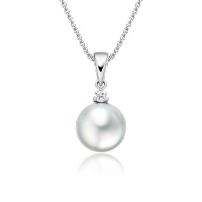 White South Sea Pearl and Diamond Pendant-SPWRWG0175-1