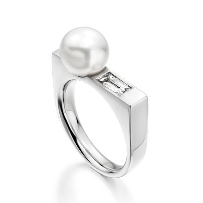 Luna Ice White South Sea Pearl and Diamond Ring