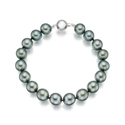 Tahitian Grey Pearl Bracelet with 18ct White Gold Ball Clasp-1