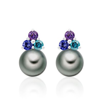 Astral Lagoon Studs in White Gold with Tahitian Pearls-TEBRWG1399-1