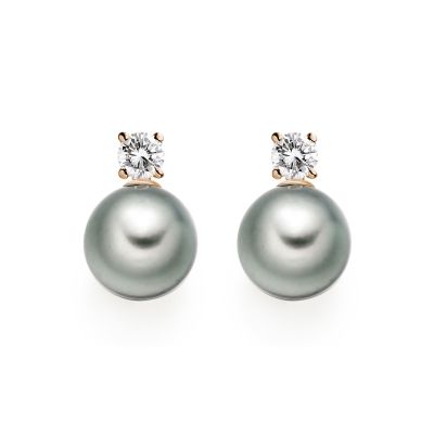 Diamond Studs in Rose Gold with Tahitian Pearls-TEGRRG1310-1