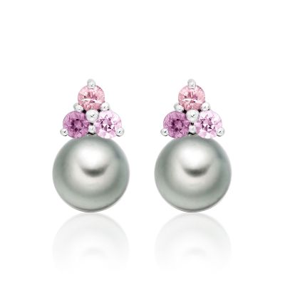 Astral Dawn Studs in White Gold with Tahitian Pearls-TEGRWG1397-1