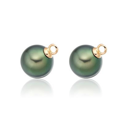Pair of Peacock Tahitian Pearls for Rose Gold Leverback Earrings - TELPRG0628-1