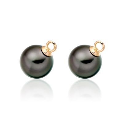Pair of Black Tahitian Pearls for Rose Gold Leverback Earrings-1
