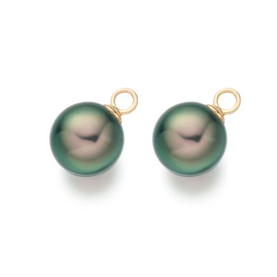 Peacock Tahitian Pearls for Yellow Gold Diamond Leverbacks-TELPYG0285-1