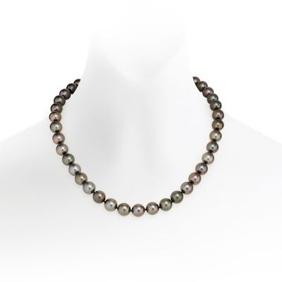 Black Tahitian Pearl Necklace with White Gold-TNBRWG1019-1