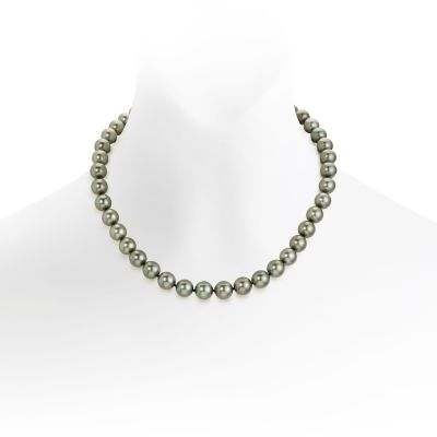 Grey Tahitian Pearl Necklace with 18ct White Gold Ball Clasp-TNGRWG0086-1