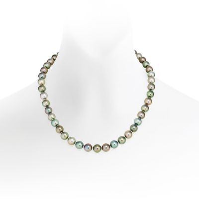 Multi-coloured Tahitian Pearl Necklace with White Gold-TNMRWG1020-1