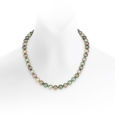 Multi-coloured Tahitian Pearl Necklace with Yellow Gold-TNMRYG1021-1