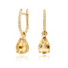 Classic Leverbacks with Mythologie Citrine Drops in Yellow Gold-EACTYG1112-1