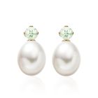 Lief Green Beryl Earrings in Yellow Gold with Freshwater Pearls-FEWDGB0476-1