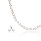 Classic Akoya Pearl Necklace and Earrings Set in White Gold-SETSAK0155-1