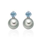 Lief Aquamarine Earrings in White Gold with Tahitian Pearls-TEGRAQ0465-1