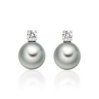 Diamond Studs in White Gold with Tahitian Pearls-TEGRWG0490-1