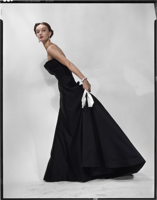 Evelyn Tripp in a Dior Sargent Dress - variant of photo that appeared in American Vogue Nov 1949