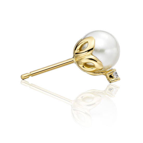 Lief Entwined Pearl Stud Earrings in Yellow Gold