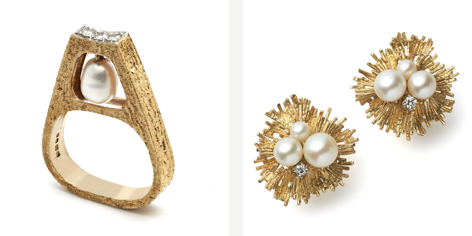 Andrew Grima Pearl Ring and Earclips